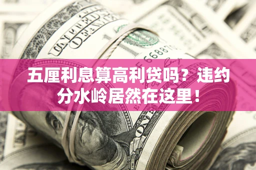 武汉五厘利息算高利贷吗？违约分水岭居然在这里！